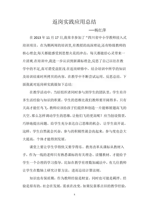 返岗实践反思总结