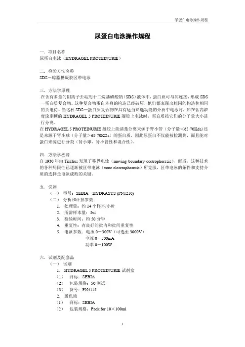 尿蛋白电泳操作规程