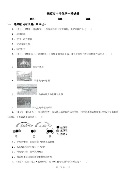 抚顺市中考化学一模试卷 