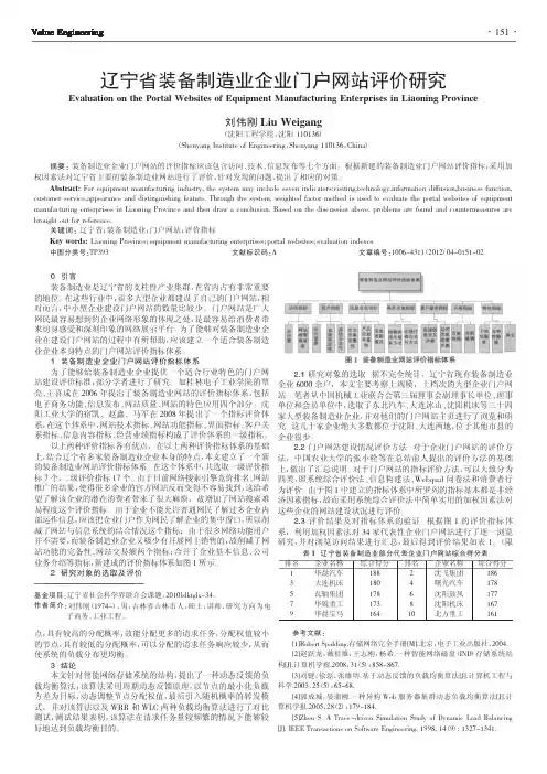 辽宁省装备制造业企业门户网站评价