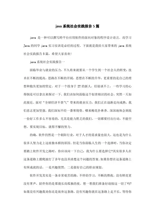 java系统社会实践报告5篇
