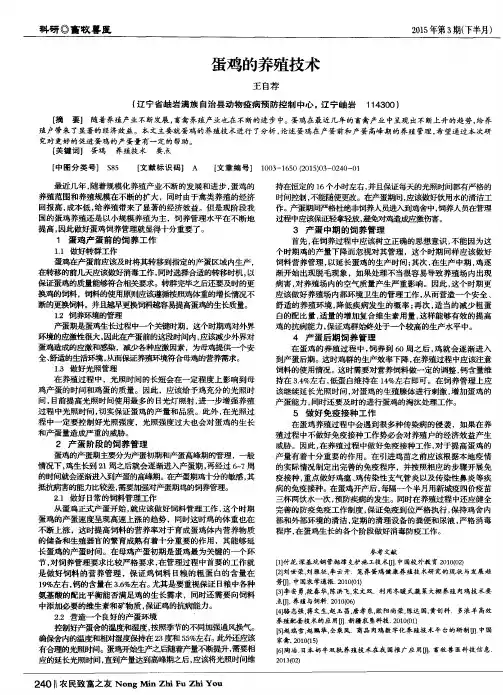 蛋鸡的养殖技术