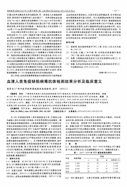 血清人类免疫缺陷病毒抗体检测结果分析及临床意义