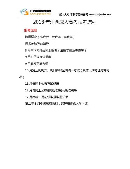 2018年江西成人高考报考流程