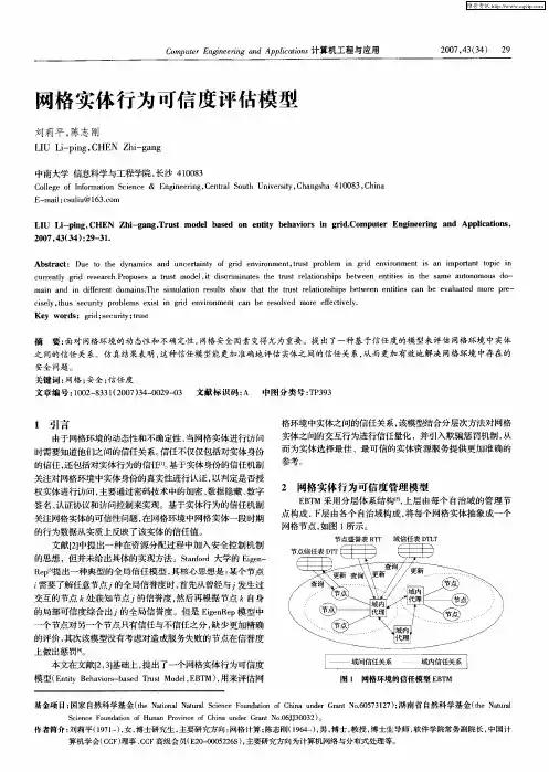 网格实体行为可信度评估模型