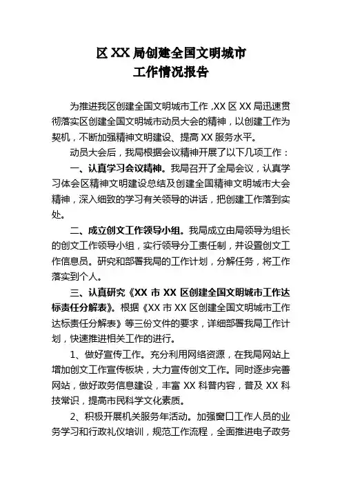 区xx局创文工作报告
