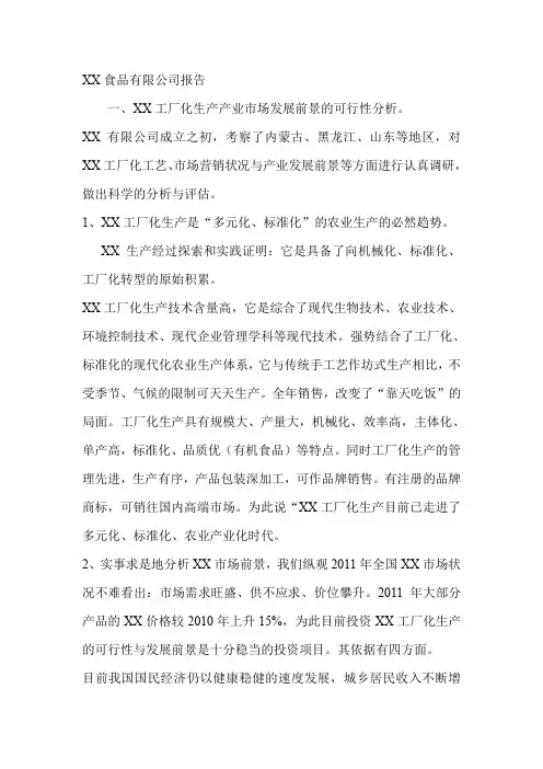 绿健食品可行性分析报告