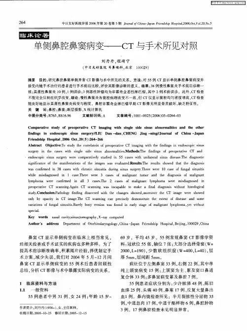 单侧鼻腔鼻窦病变——CT与手术所见对照
