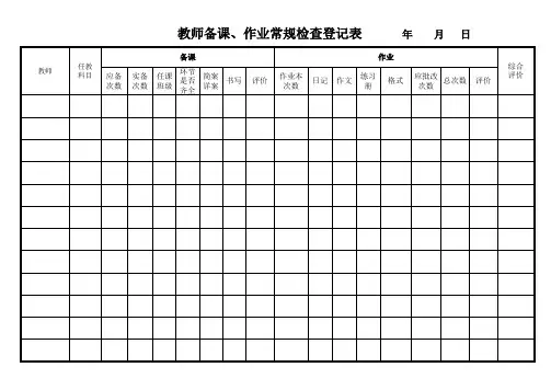教师备课、作业常规检查登记表