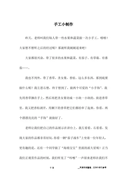 手工小制作_小学作文