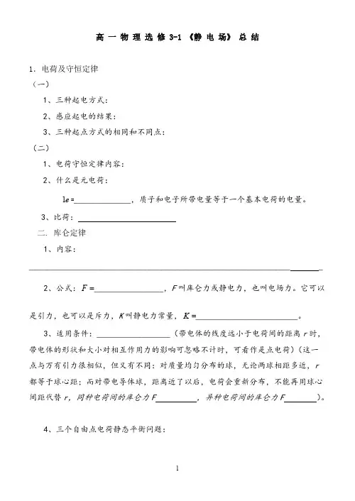 静电场知识点总结