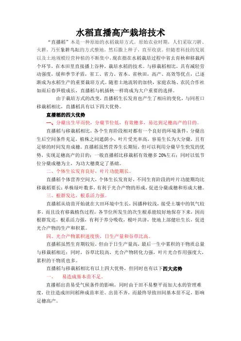 水稻直播高产栽培技术