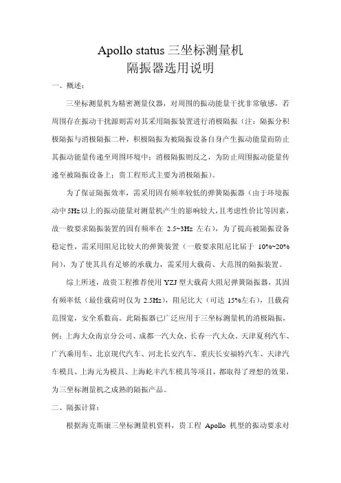 Aopplo_status三坐标测量机隔振器选用说明
