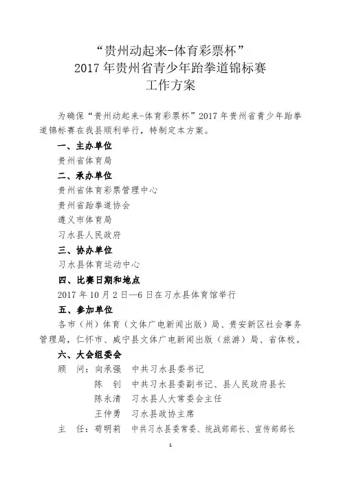 2017全省跆拳道锦标赛工作方案