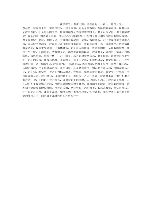 半世惆怅,只为君子你停歇
