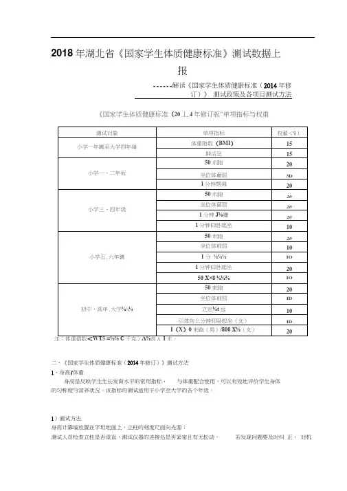 中小学《学生体质健康标准》项目测试方法-
