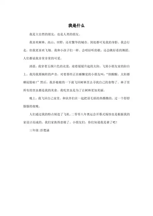我是什么_小学三年级作文300字