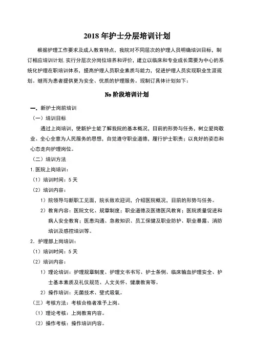 护理部护士分层培训计划