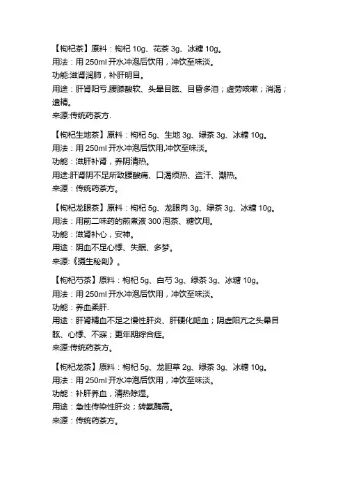 养生茶配方大全 2