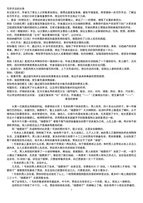 写作手法的分类