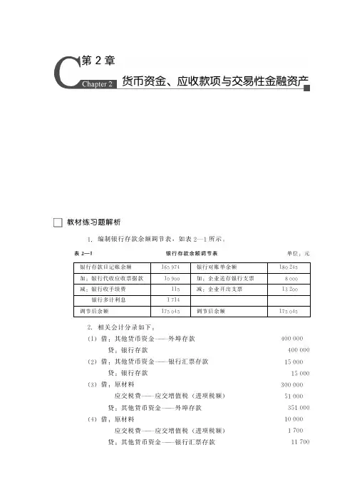 财务会计学 第七版 书后习题答案