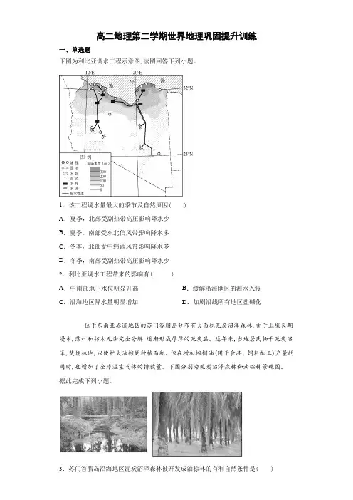 2021年高考地理一轮复习 世界地理巩固提升训练(包含答案)