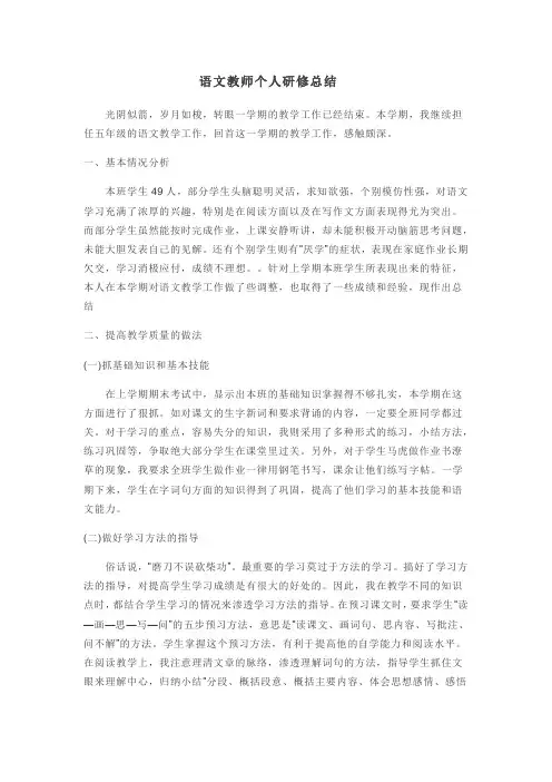 语文个人研修总结