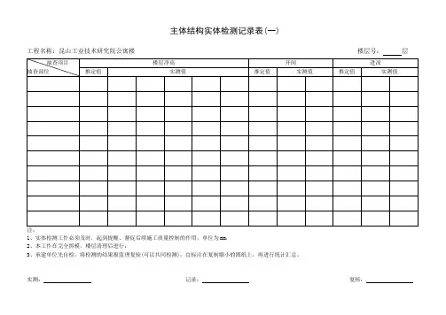 主体结构实体检测记录表(一)