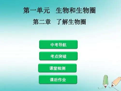 2019年中考生物第一单元第二章了解生物圈复习课件