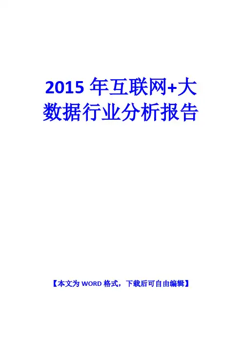 2015年互联网+大数据行业分析报告