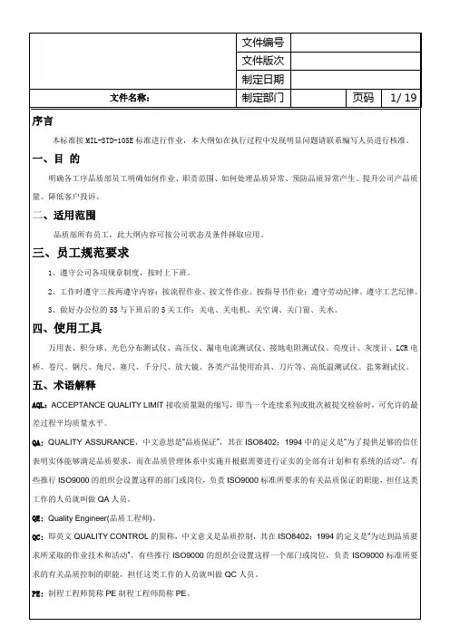 品质检验程序
