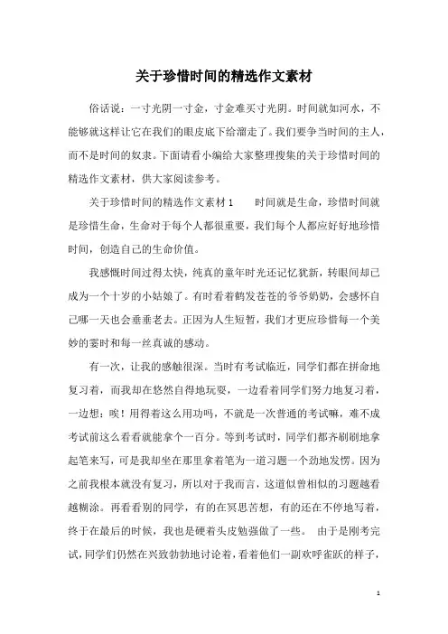 关于珍惜时间的精选作文素材