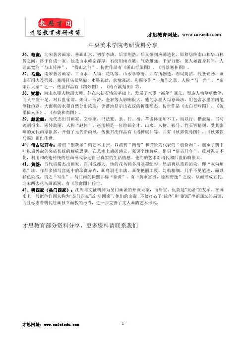 中央美术学院人文学院中国美术史专业考研知识点