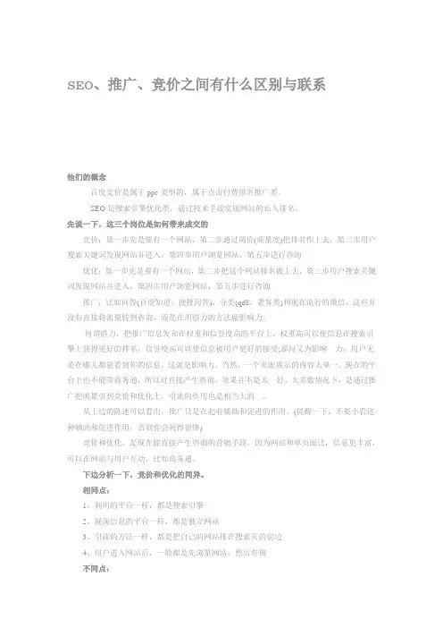 SEO、推广、竞价之间有什么区别与联系