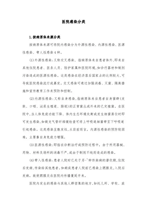 医院感染分类