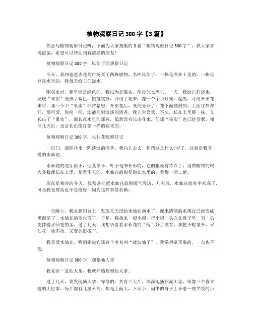 植物观察日记300字【3篇】