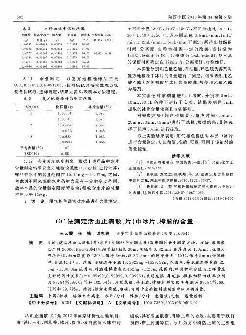 GC法测定活血止痛散(片)中冰片、樟脑的含量