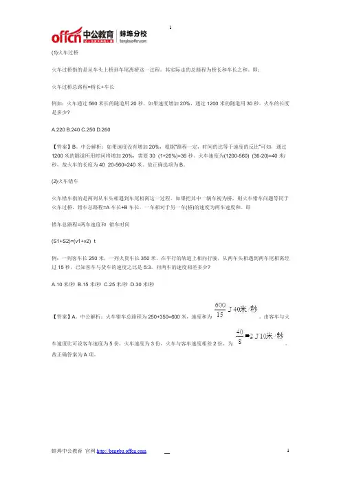 2015安徽公务员考试行测火车问题