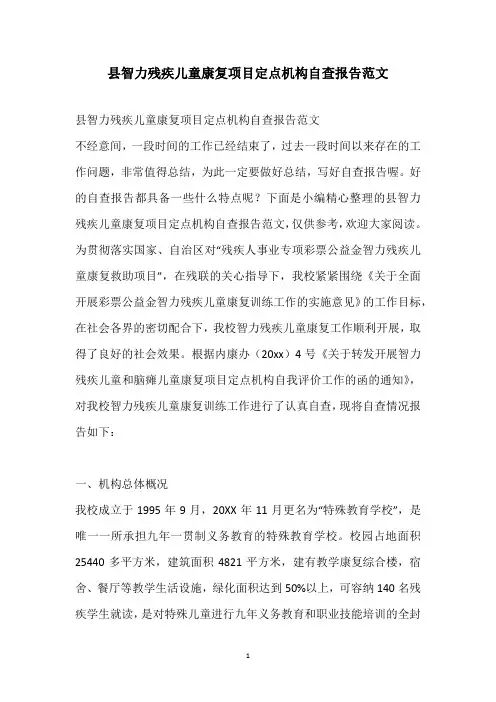 2021县智力残疾儿童康复项目定点机构自查报告范文