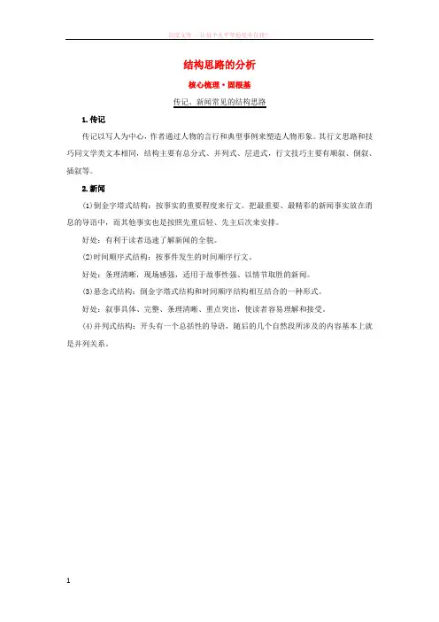 2018年高考语文一轮复习(核心梳理固根基)1.2.2.1结构思路的分析新人教版