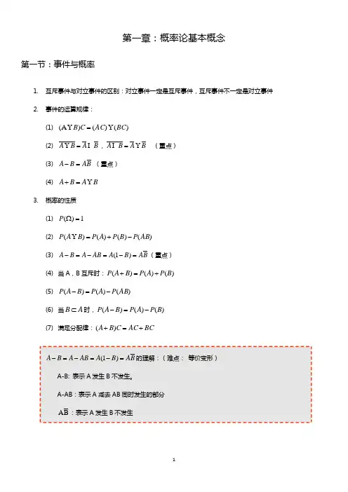 概率论第一章：概率论的基本概念