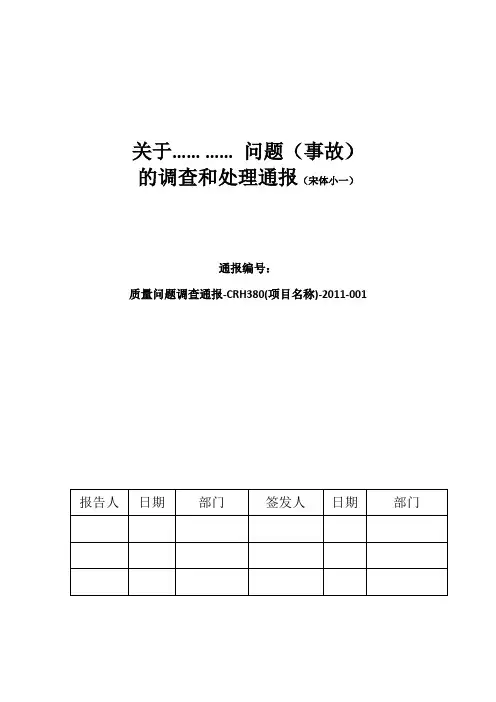 问题调查处理报告模板