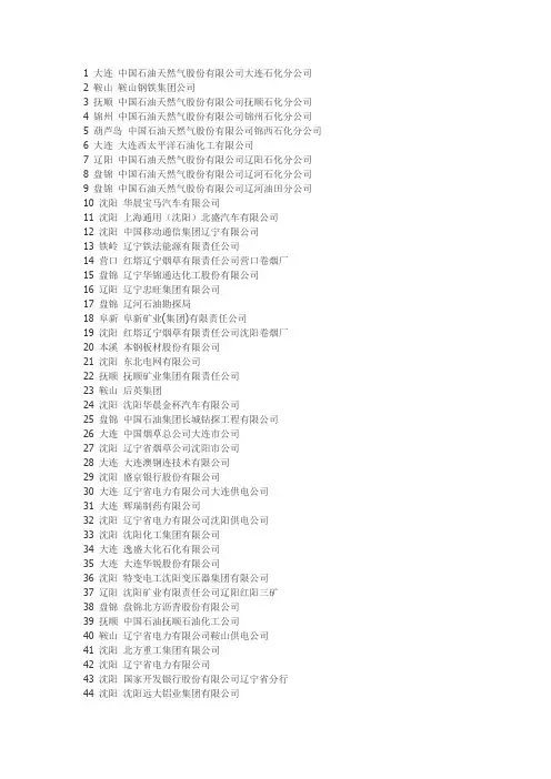 辽宁百强企业排名