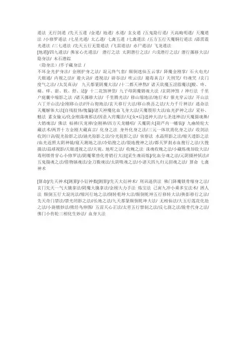 仙侠小说功法