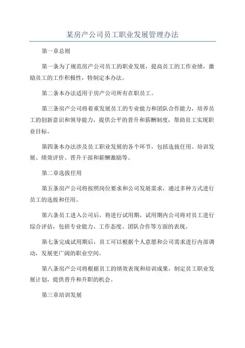 某房产公司员工职业发展管理办法