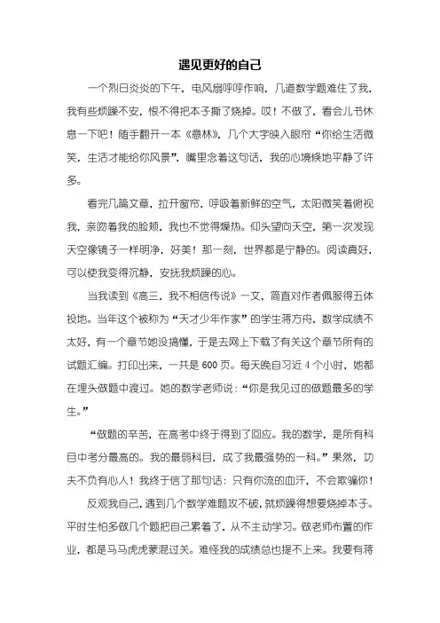 初三作文：遇见更好的自己作文800字