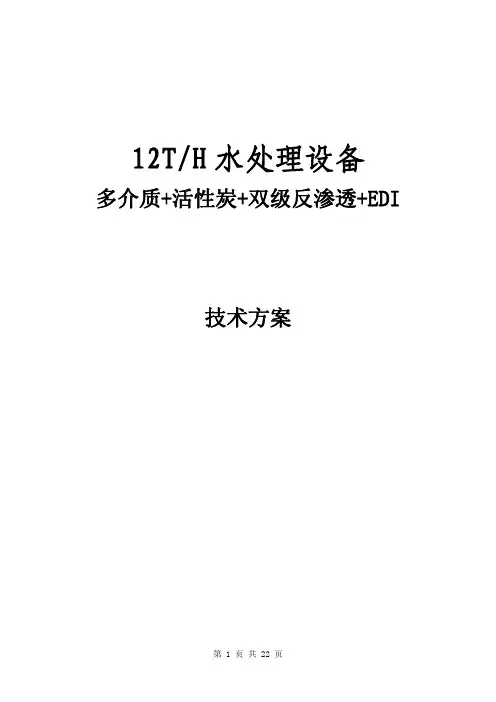 12吨双级反渗透+EDI超纯水设计方案