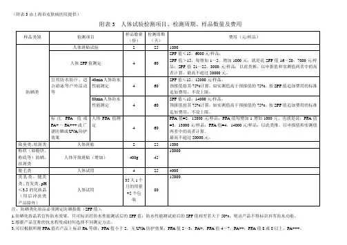 人体试验检测项目检测周期样品数量及费用