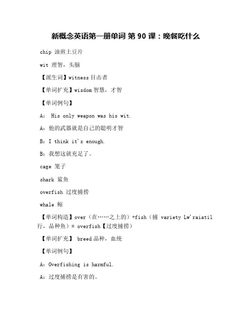新概念英语第一册单词 第90课：晚餐吃什么