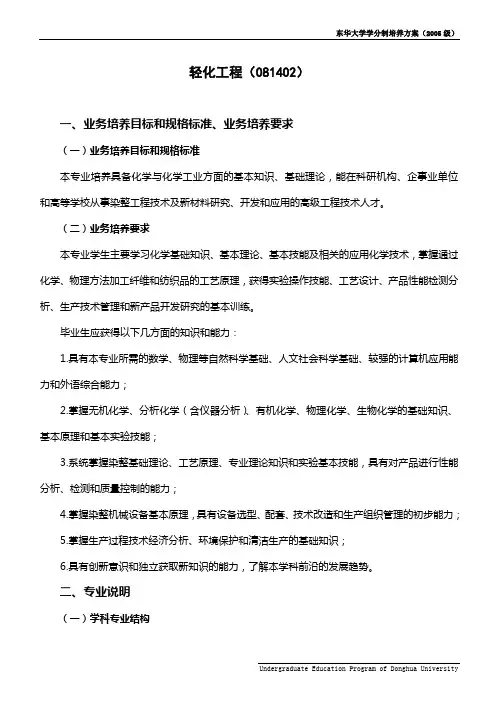 轻化工程(081402)